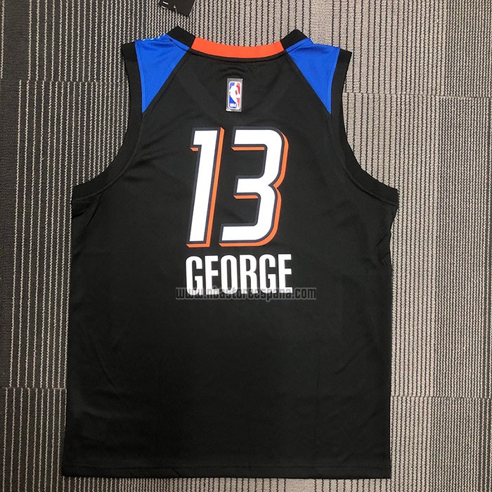 Camiseta Oklahoma City Thunder Paul George NO 13 Ciudad 2020-21 Negro